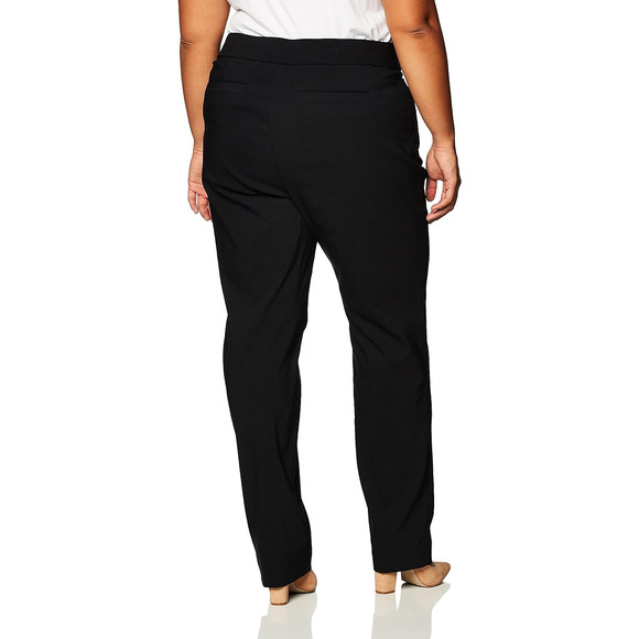 Liz And Me Black 98%Cotton Elastic Waistband Pockets Relaxed Pants 3XWP - Picture 6 of 7